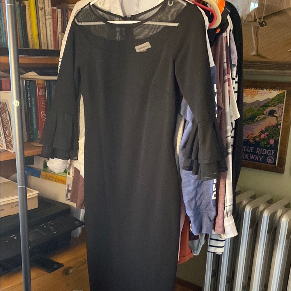 Calvin Klein Black Bell Sleeve Sheath Dress